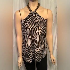 Suzie Coutoure Asymmetrical Black and Gold Animal print Tank Top